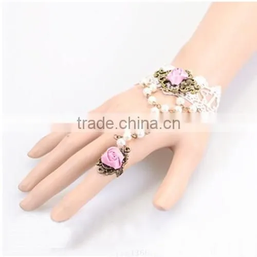 Fashion Girls Style Jewelry Sets White Lace Rose Set Jewelry Wholesale photo-2