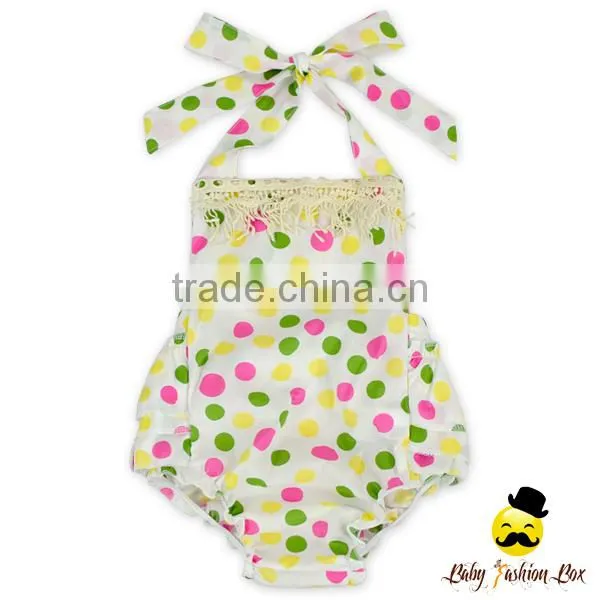 0-2 Years Summer Cotton Flower Printed Halter Fringe Infant Newborn Baby Girl Floral Bubble Romper Clothes photo-4