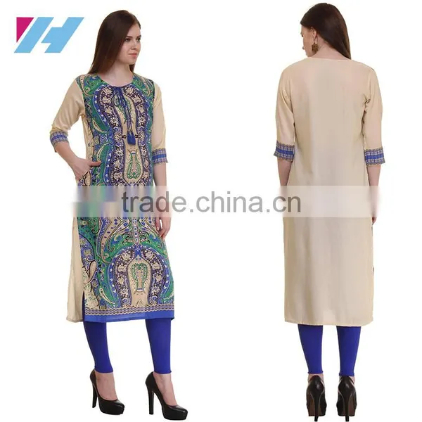 Latest Clothing Printed Long Rayon Kurti Designs photo-2