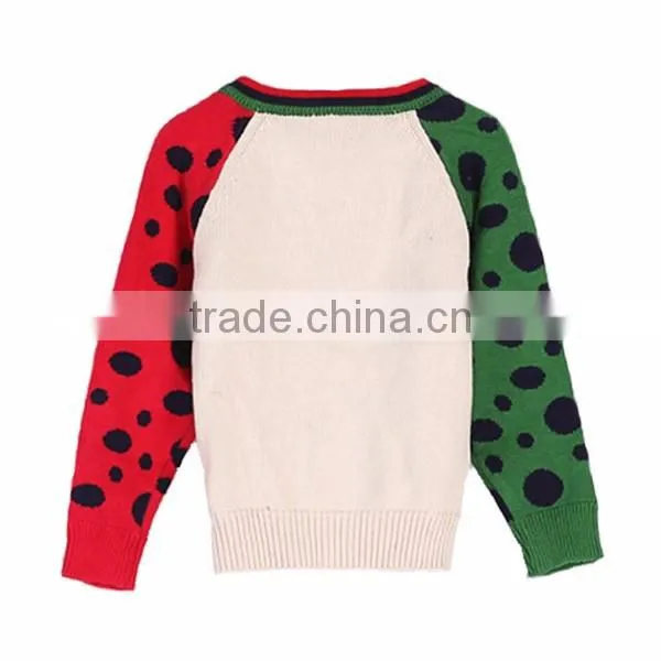 High Quality Contrast Color Cable Knit Boy's V-neck Cardigan Sweater photo-4