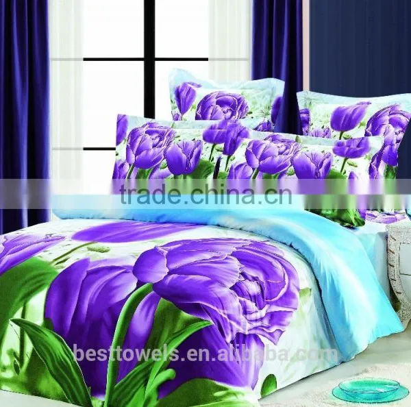 Hot Selling Chinese 3d Printed Rose Pattern Indian Silk Bedding Set photo-4