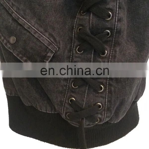 Factory OEM Padding Sherpa Collar Denim Jacket Women Wholesale photo-6