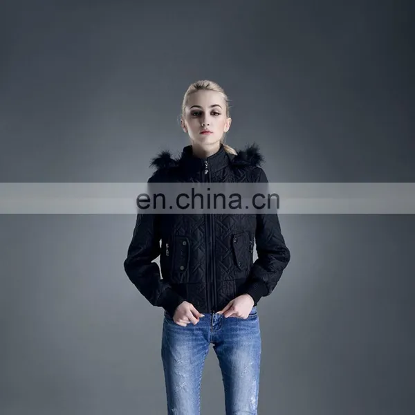 2017 Hot Sale Women Winter Short Black Stock Jacket