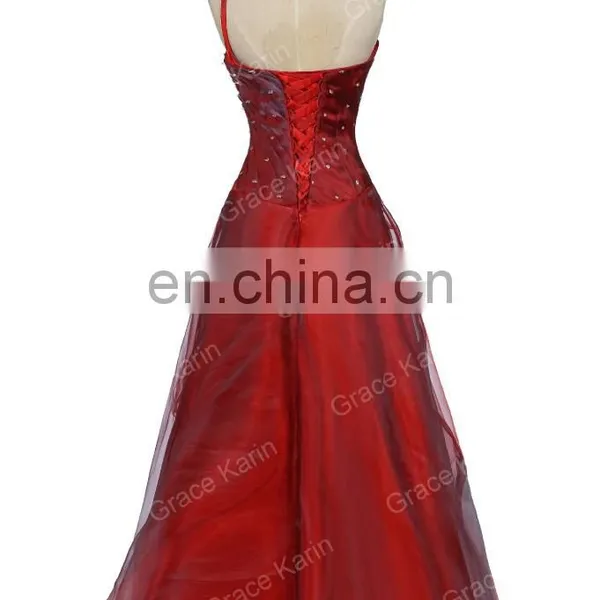 Grace Karin New Style of One Shoulder Red Floor Length Red Quinceanera Dresses CL2514 photo-5