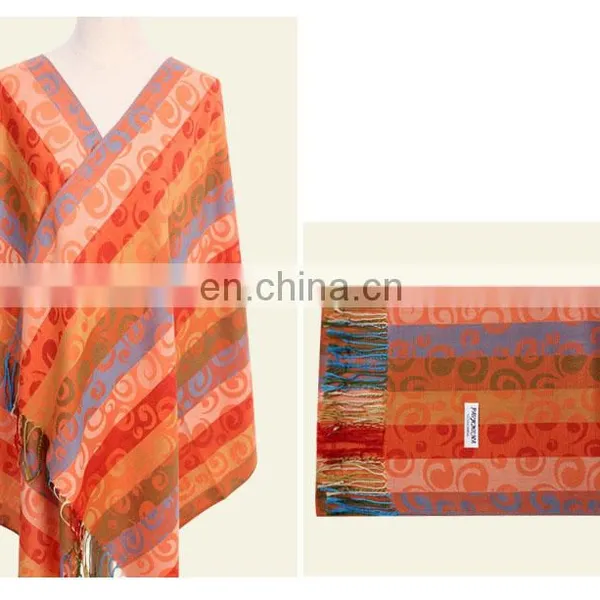 100% Jacquard Cotton Striped Woven Scarf photo-3