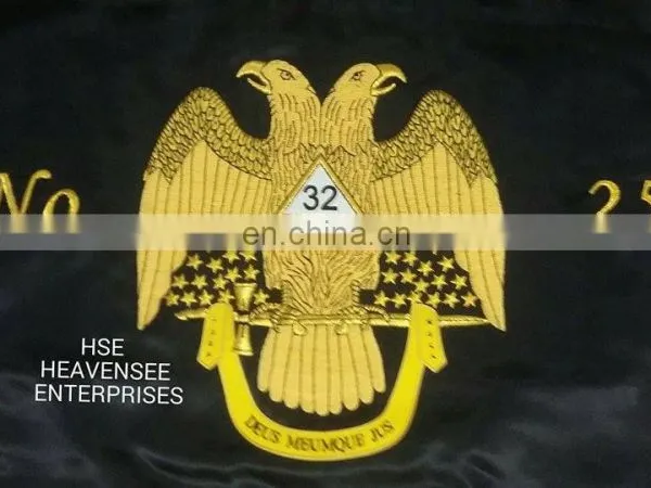 SCOTTISH RITE 32ND DEGREE BANNER BLACK WITH DOWN WINGS EAGLE photo-2