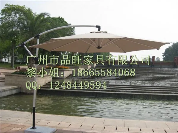Restaurant Polyester 3.5m*3.5m Brushed Outdoor Umbrella Aluminium Frame photo-3