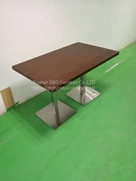 Quality Modern Rectangular Restaurant Table With Solid Wood Table Top in Walnut photo-2