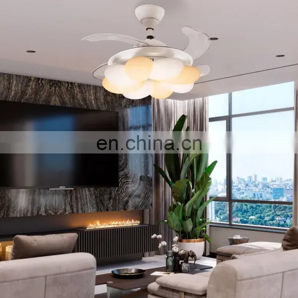 Home Living Room Retractable Chandeliers and Lamps Ceiling Fan Light photo-3