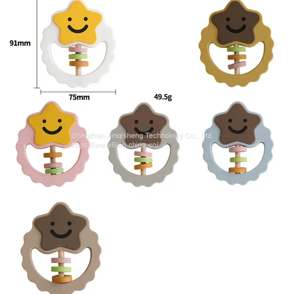 Star Silicone Baby Teether Food Grade Silicone Teething Ring Baby Teething Pendant photo-3