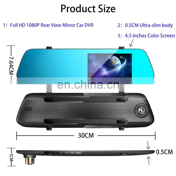HD Anti-shake Video Recorder Car Dvr Rear View Mirror With Dual Lens Camera Dashcam photo-5