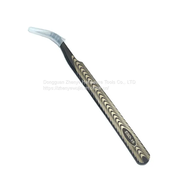 Tweezers Black Hardened Stainless Steel Straight Tip Tweezers Straight Tip Curved Tip Repair Tool Tweezers With Texture No. 15 Tweezers photo-3