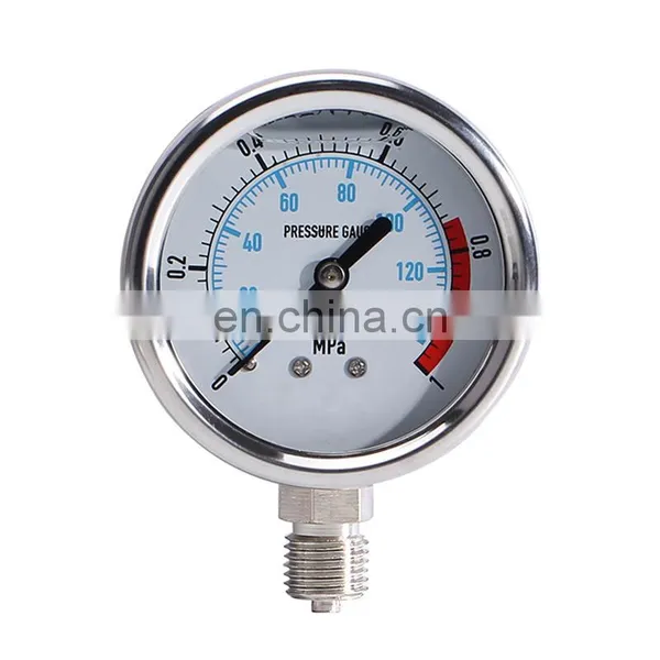 Manufacturer Supplied Vacuum Pressure Gauge Stainless Steel Pressure Gauge Negative Pressure Gauge