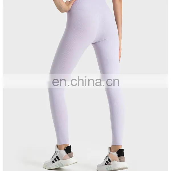 Best Ribbed Breathable Fitness Training Gym High Waist With Pocket Yoga Leggings Pants For Women Workout Sports Activewear photo-4