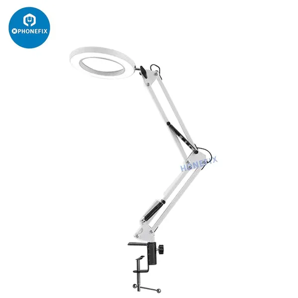 HD 30X Magnifying Glass With Light and Stand, Dimmable 10-Diopter Real Glass Lens LED Magnifying Lamp