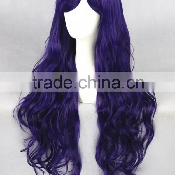 High Quality 80cm Long Curly Dark Purple Synthetic Anime Lolita Wig photo-3