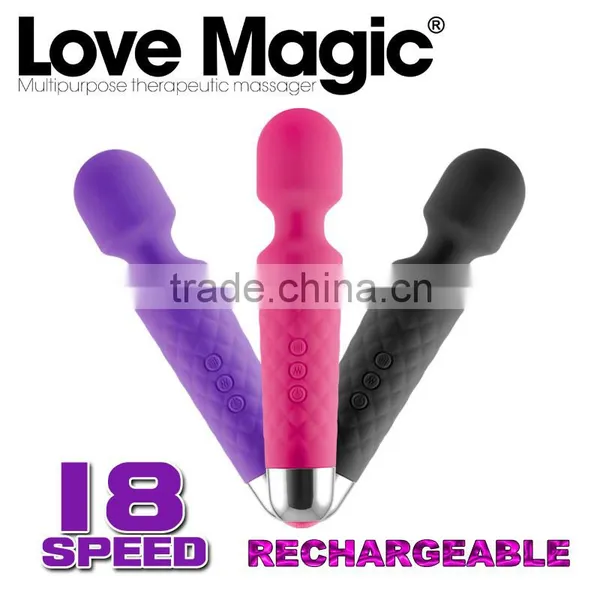 Purple Silicone Waterproof Powerful Vibrating Hot Selling Women Adult Toys Wand Massager photo-3