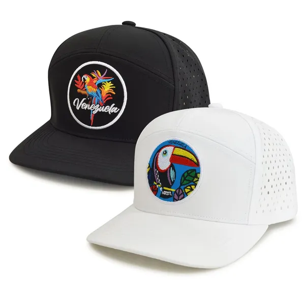 High-End Golf Hat China Manufacturer 7 Panel Leather Patch Baseball Camper Caps photo-5