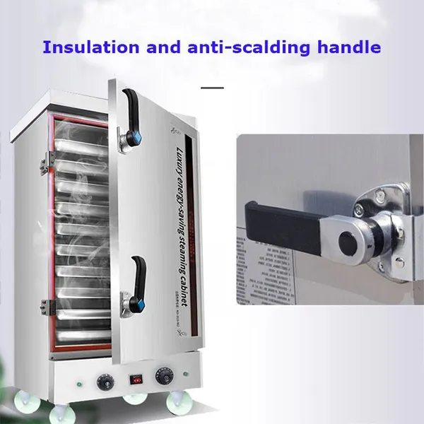 Mo-QDMECH Rice Steaming MH046 Cabinet Commercial Food Steamer Stainless Steel 360° Sealed Steam Auto Water Intake
