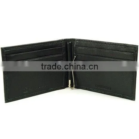 New Black Mens Promotion Bifold Genuine Leather Money Clip Wallet photo-2