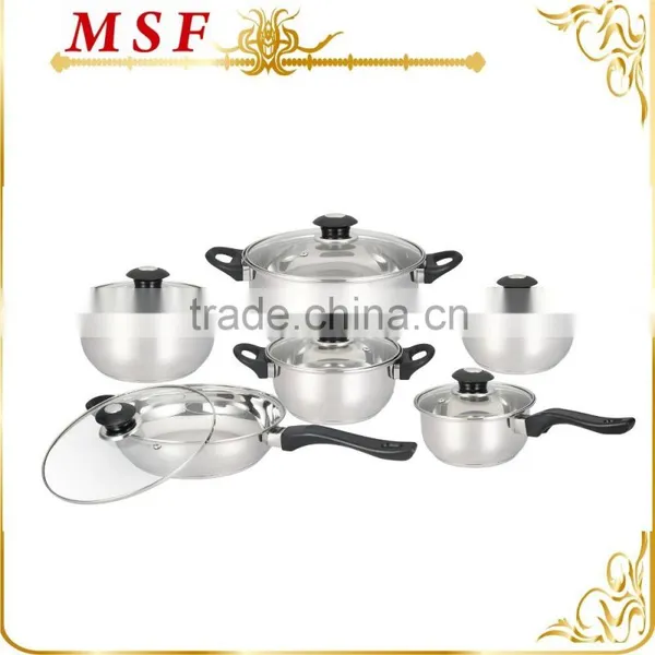 MSF-3020-brown 12pcs Stainless Steel Cookware Set Heat Resistant Brown Bakelite Handles and Brown Glass Lid photo-6