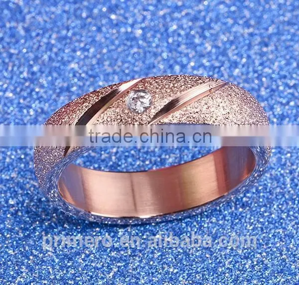 Hot Sale Jewelry Matte Texture 18k Rose Gold Plated Stainless Steel Single Stone Ring Designs photo-6
