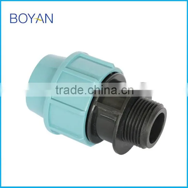 BOYAN Zhejiang Taizhou Light Blue Plastic Pipe Fitting PP Compression Male Adaptor photo-3