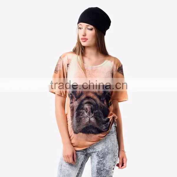 Top Selling Low MOQ Custom Wholesale Fashion Plus Size Pug Printed T-shirt for Ladies Fashion Wear Quality Choice photo-3