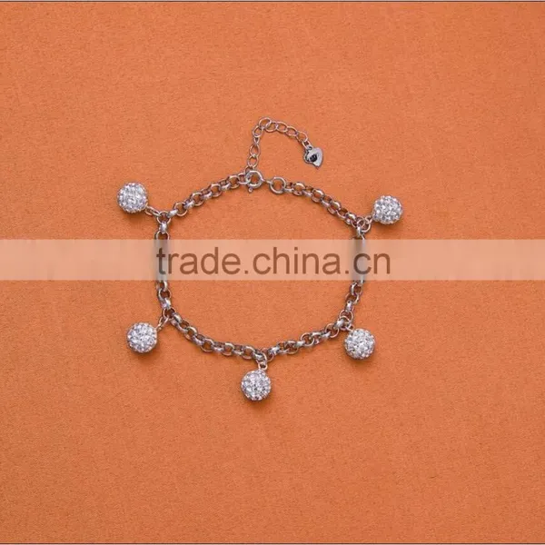 Crystal Ball Sterling Beads 925 Sterling Silver Bracelet in Stock photo-2