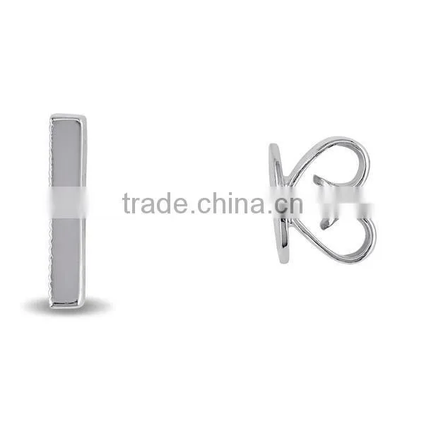 Hot Sale White Gold White Diamond Accent Bar Earrings Wholesale photo-2
