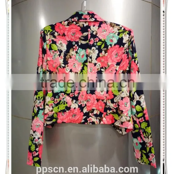 2016 New Design European Style Fashion Floral Print Tailored Women Jacket photo-2