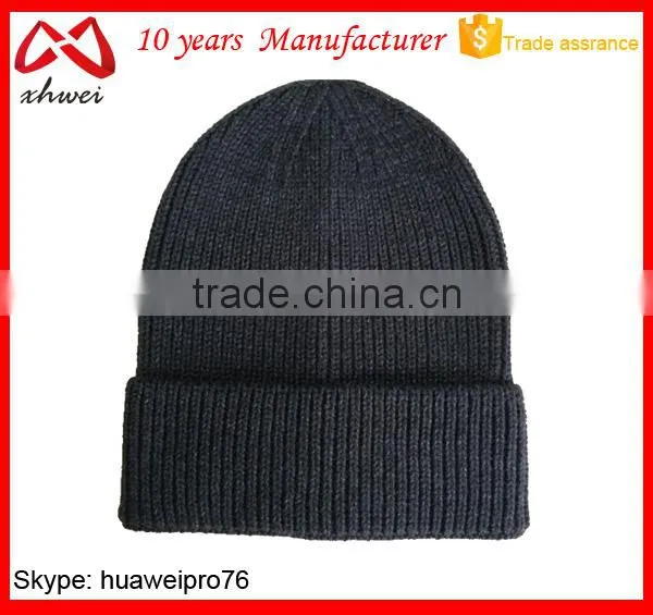 Blank for Logo Design Warm Men's Knit Slouch Hat Custom Knit Acrylic Beanie photo-4