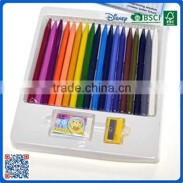 2016 Wholesale 18 Colors Crayons Set With Eraser and Sharpener Into Box Customized Logo Printed Crayons photo-2