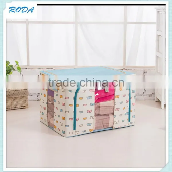 Flower Durable Oxford Fabric Foldable Steel Shelf Lidded Storage Box photo-3