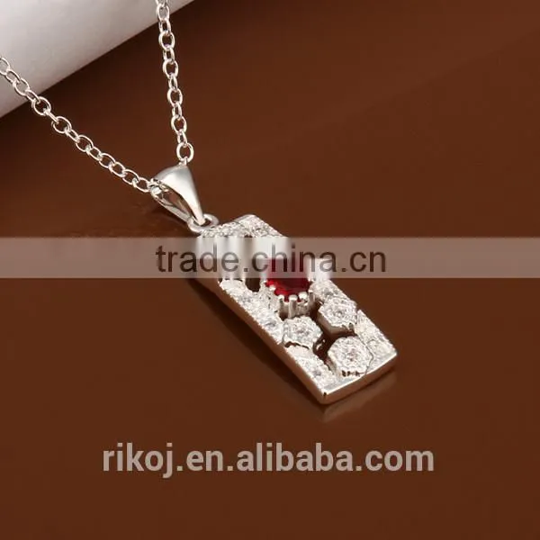 2015 Wholesale Plain Board Pendant Red cz 925 Sterling Silver Jewellery photo-2