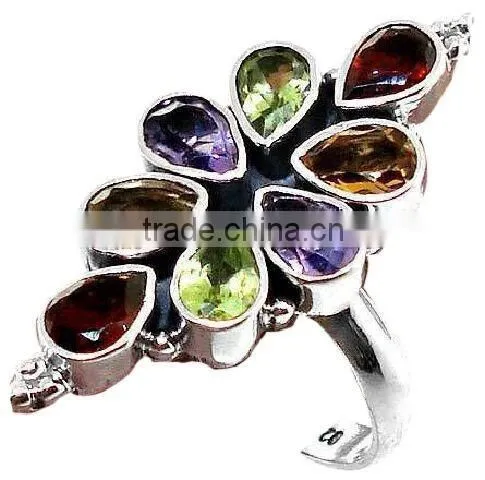 Sterling Silver Coral & Turquoise. Ring, Semiprecious Ring, Sterling Silver Rings photo-2