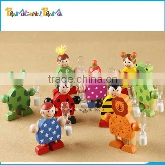 Promotional Cute Animal Wooden Hourglass Timer For Children