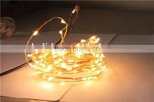 33Ft Copper LED Strings 100 LEDs Starry LED Lights LED String Light Festival Decorative LED String Lights With 5V Power Adapter photo-3