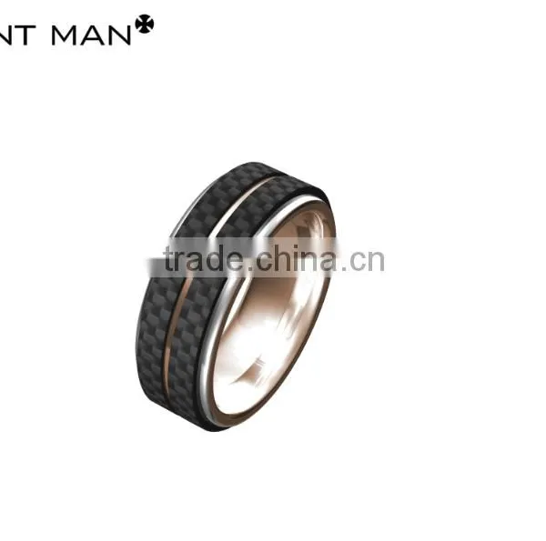 Wholesales 8mm Titanium Rings Black Wedding Band for Men Carbon Fiber Titanium Ring Engagement Ring photo-4