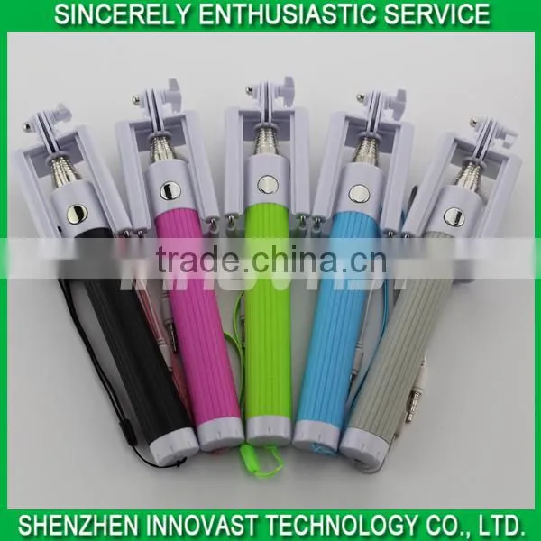 2015 Popular Gift Stainless Steel Cable Folding Selfie Stick Can be Print Your Logo!!