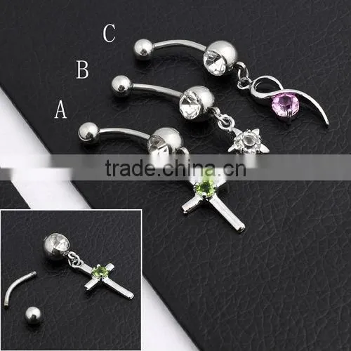 Stainless Steel Dangle Belly Ring(EBJ1102)