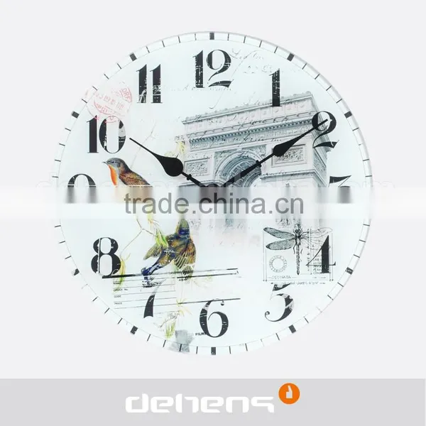 DEHENG Flower Glass Printed Wall Clocks photo-2