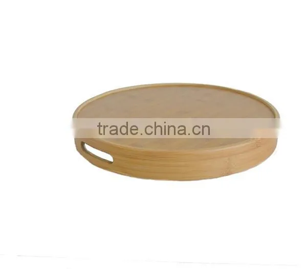 DT027/Round Bamboo Serving Tray/Bamboo Tray For Tableware Kitchenware photo-3