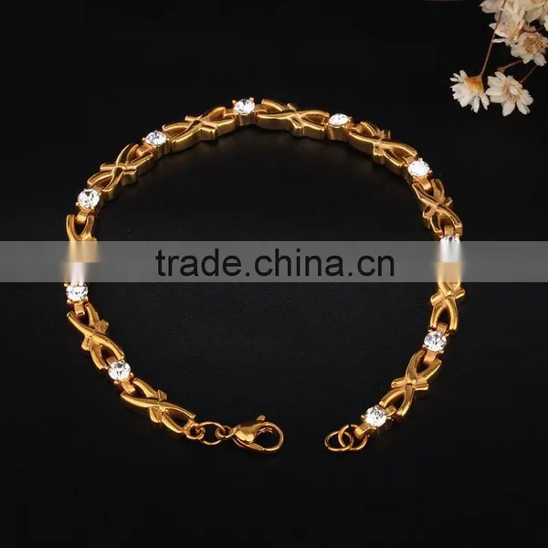 Fashion Dubai 18kgp Gold Plated Healthy Kids Stainless Steel Bracelet Jewelry photo-3