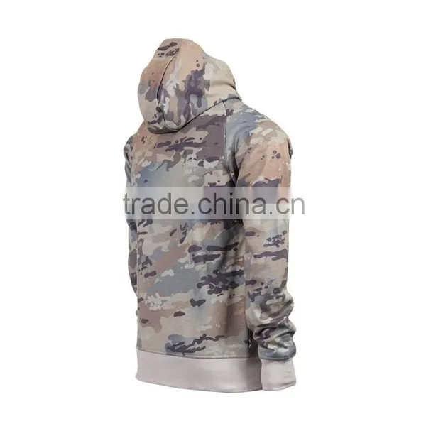 Custom Street Wear Pocket Front Men Camo Printed Full Zip Hoodie photo-2