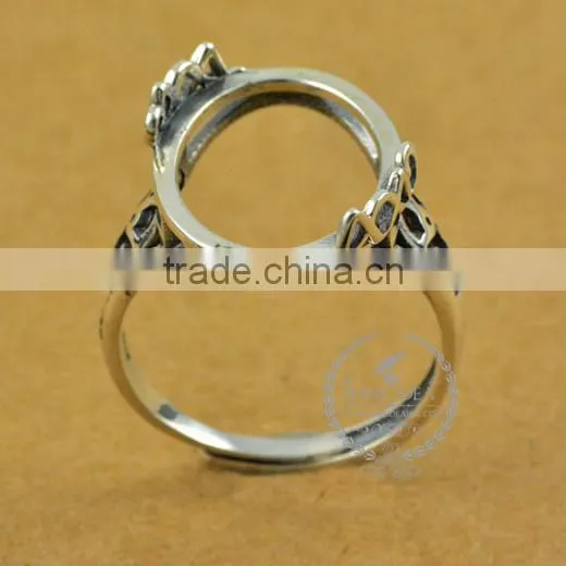 14*18mm 925 Sterling Silver Antiqued Silver Vintage Style Oval Bezel Ring Base Blank Supplies DIY Findings 1223075 photo-3