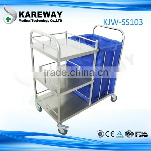 Kareway Stainless Steel Hospital Waste Cart With Wheels,hospital Cleaning Trolley photo-3