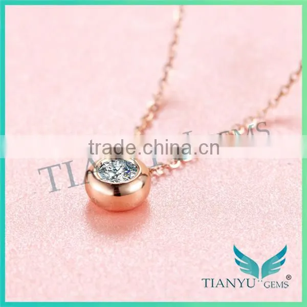 Wholesale Fashion Rose Gold Necklace Round Brilliant Cut Moissanite Diamond Pendants Charms photo-2