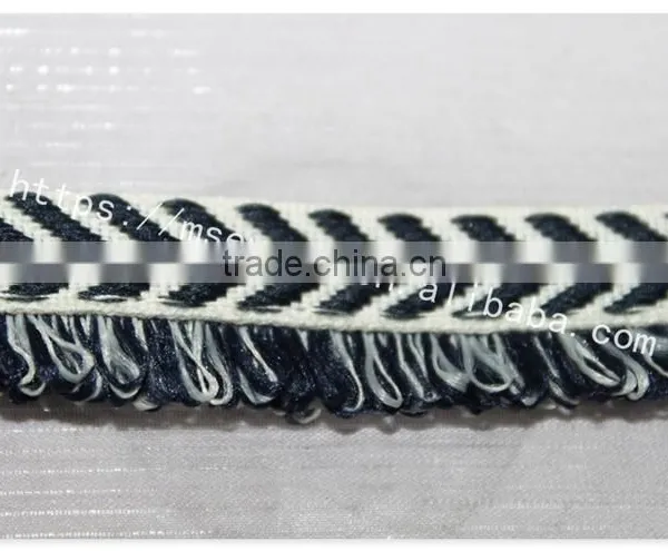 Good Price 1.6cm Width Yarn Dyed Polyester Weave With Fringe Wholesale photo-5