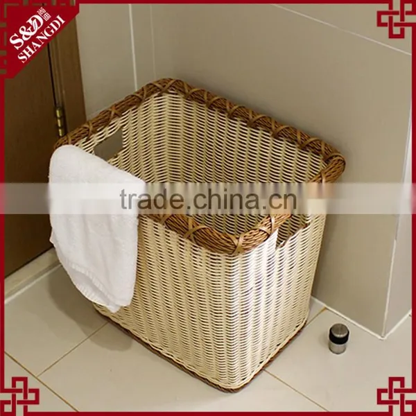 S&D China Large Size New Round Rattan Woven Colored Plastic Storage Baskets, Plastic Laundry Basket photo-3
